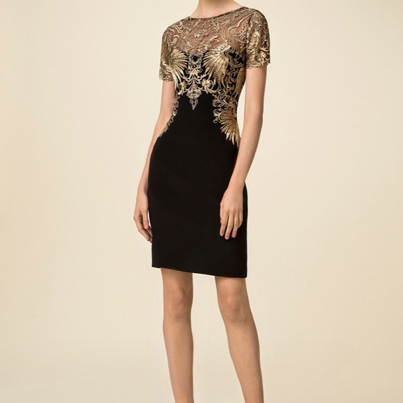 Marchesa Notte Black and Gold Evening Gown - Picture 7 of 9